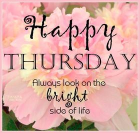 Always look on he bright side on life. Happy Thursday! Pink Flowers. Free Download 2024 greeting card