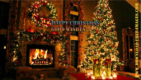 ????? christmas! Good wishes! A fire in the fireplace. A big Christmas tree, and a turkey dinner... Free Download 2024 greeting card