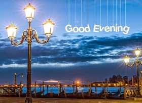 Good Evening! Paris. Evening. Street lamp. Free Download 2024 greeting card