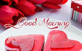 Good Morning with love. New ecard for free. Good morning. Red Hearts. Red Roses. Free Download 2024 greeting card