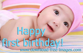 Happy 1st birthday! A Girl. A little kid. A little baby. Pink color. Great smile, hazel eyes, and bloody adorable. Free Download 2024 greeting card