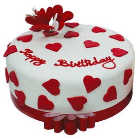 Happy Birthday cake with love. New ecard for free. Happy Birthday. Happy Birthday Cake. With love. Red hearts. Free Download 2024 greeting card