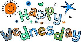 Happy Wednesday! Cartoon Text Clipart. Free Download 2024 greeting card