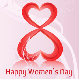 Happy Women's day! 8 March! Greeting card. Two hearts. Red color. Pink color. Beautiful ecard for her. Free Download 2024 greeting card