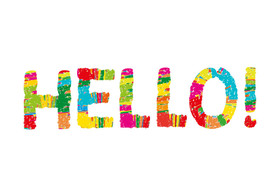 Hello! Hello to You. Colorful text. Creative inscription. Colorful striped text. Free Download 2024 greeting card