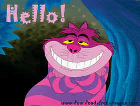 Hello to You from me) The cheshire cat. Pink cat. Funny cat. Say hello. Hi to You. Free Download 2024 greeting card