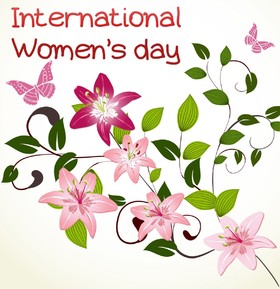 International Womens day. Beautiful flowers. Pink butterfly. Greeting card. Beautiful ecard. For you favorite lady. Free Download 2024 greeting card