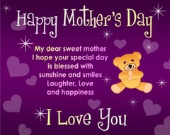 To My dear sweet mother... New ecard for free. Teddy-bear. hearts. I love you. Happy mother's day. Purple e-card. Free Download 2024 greeting card