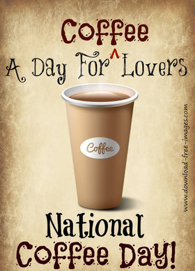 National coffee day. A day for coffee lovers. Greeting Card. A paper cup of very strong coffee. Black coffee. Best Ecard. Free Download 2024 greeting card