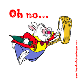 Oh no... I'm late... Bunny with a pocket watch! Alice Through The Looking Glass. Alice in wonderland. Fairytale ecard. Free Download 2024 greeting card