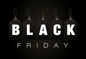 Black Friday. Ecard for parents. White letters on a black background... A lot of skinny coupons... It's a black Friday... Free Download 2024 greeting card