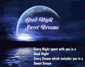 Lovely Good Night Card for girlfriend. Download image. Postcard with beautiful moon for beloved girlfriend. Every Night spent with you is a Good Night. Every Dream which includes you is a Sweet and Happy Dream. Free Download 2024 greeting card