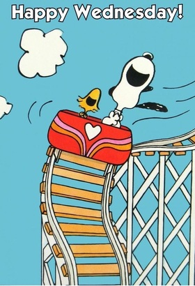 Happy Wednesday! Ecard for kids. Snoopy. Happy Wednesday... Have a good mood!!! Free Download 2024 greeting card