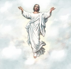 Ascension day. Greeting card for you. On the fortieth day after his death, Jesus asked the disciples to gather in Jerusalem, where he ascended to heaven, and the angels appeared to the apostles. Free Download 2024 greeting card