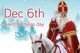 Dec 6th. Saint Nicholas. A blond in a red coat. On horseback. Free Download 2024 greeting card