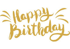 Happy Birthday ClipArt. Gold paint. Nice inscription on a white background. Gold inscription. Gold brush. Free Download 2024 greeting card