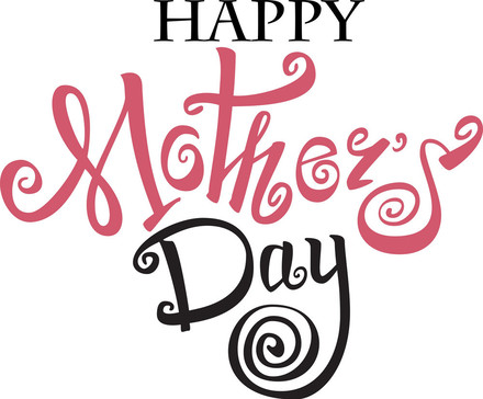 Happy Mother's Day! Bright Pink color. Black color. White background. Greeting card. Free Download 2025