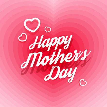 Happy Mother's Day! White hearts. White inscription. Alizarin background. Pink background. Greeting card. Free Download 2025