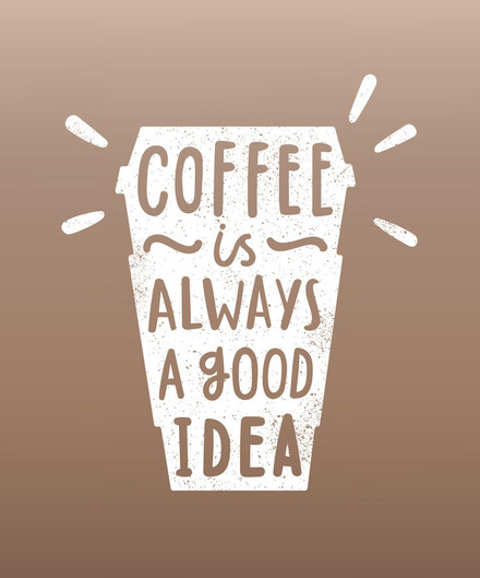 Coffee is always a good idea! Free Clip-Art. The monotone color scheme. Sepia color. Greeting card. Free Download 2025