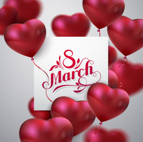 8 March! Beautiful balloons. Women's day. Greeting card. Free Download 2024 greeting card