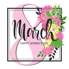 8 March! Color Clip-art. Women's day. Greeting card. Free Download 2024 greeting card