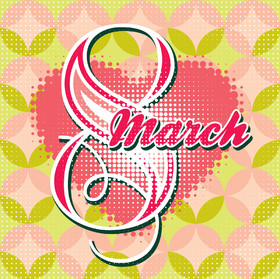 8 March! Color Clip-art. Women's day. Greeting card. Free Download 2023 greeting card