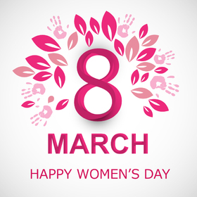 8 March! Happy Women's day! Greeting card. Pink color. Nice ecard. Free Download 2022 greeting card