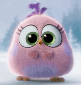 A little bird! GIF Angry Birds. Pink fur, green eyes, and bloody adorable. Free Download 2023 greeting card