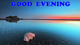 An Evening on the Beach. Good Evening! A beautiful sunset. Blue Sea. An empty shell on the beach. Free Download 2023 greeting card