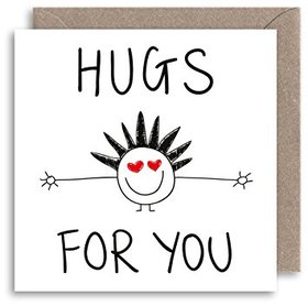 Cute Hug for You! National hug day. Emoticon. Smile. Smiley face. Black Mohawk. Red heards. Free Download 2022 greeting card