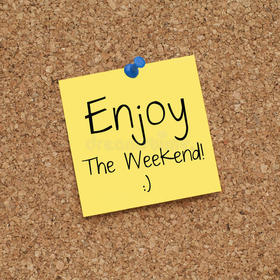 Enjoy Your Weekend! Yellow sticker. Smile. Free Download 2023 greeting card