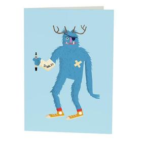 Let your hand soon heal, sweetie! Funny card for beloved ones. I wish you a speedy recovery, my girl. This funny, blue, injured and kind monster for you! Free Download 2024 greeting card
