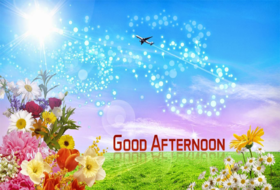 Good Afternoon! Flowers. Plane on the sky. Good Afternoon... Dear Friends... Have a nice day... Ecard... Flowers... Ecard for sisters. Free Download 2023 greeting card
