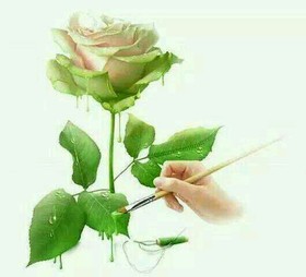 Good Afternoon! Paintbrush in my hand. Rose painted. A painting. Nice picture. New ecard. Free Download 2024 greeting card