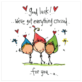 Good Luck. Three children. Child drawing. Good Luck... Good Luck! We have got everything crossed....for you... Free Download 2025 greeting card