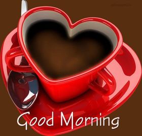Good Morning! A red cup of black coffee. Free Download 2022 greeting card