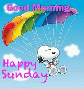Good Morning! Happy Sunday! Snoopy. Blue sky. Free Download 2024 greeting card