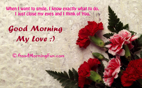Good Morning My Love. New ecard for free. Good morning my love. Red and pink Flowers. Free Download 2024 greeting card