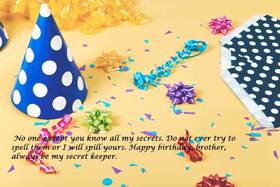 Happy Birthday, dear brother! New ecard for free. Happy Birthday. Dear Brother. Confetti. Wishes. Free Download 2023 greeting card
