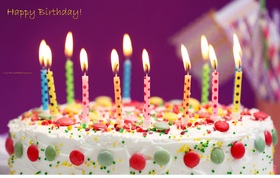 Great Happy Birthday cake. New ecard for free. Happy Birthday. Flowers. Candles. Free Download 2023 greeting card