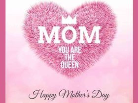 this cool furry heart for your mom! New ecard. Happy Mother's Day. A pink e-Card. A pink furry Heart. Mom, you are the queen. Free Download 2022 greeting card