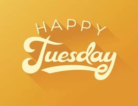 Happy Tuesday! Yellow background. Free Download 2024 greeting card