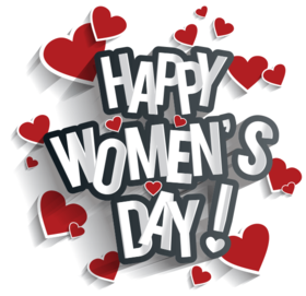 Happy Women's day! Greeting card. Red heards. ClipArt. Best ecard. Beautiful card. Big characters. Free Download 2023 greeting card