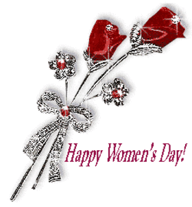 Happy Women's day! Red roses. GIF. Rhinestones. Nice ecard. For your favorite lady. Free Download 2022 greeting card