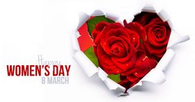 Happy Women's day! 8 march. Red roses. Big Heart. Greeting card. Free Download 2023 greeting card