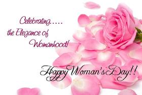 Happy Women's day! Rose. Rose petals. Cute Greeting card. Beautiful ecard. For you favorite lady. Free Download 2024 greeting card