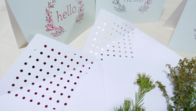 Hello! Dots. Pink & Gold. Free Download 2024 greeting card