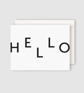 Hello! Black & White. Creative design. Simple design. White ecard. Free Download 2024 greeting card