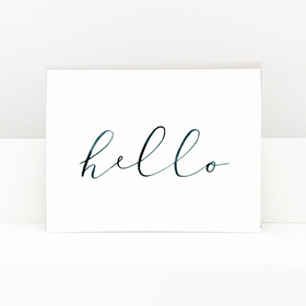 Hello! Black & white. PNG. Simple ecard. Cursive. Free Download 2024 greeting card