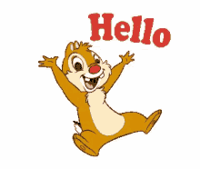 Hello! Chip & Dale series of greeting cards. Funny Gif. Red color. White background. Super ecard. Free Download 2024 greeting card